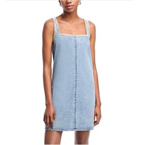 RAG & BONE Jayde Mini Denim Dress Rhinestone Strap Square‎ Neck SMALL